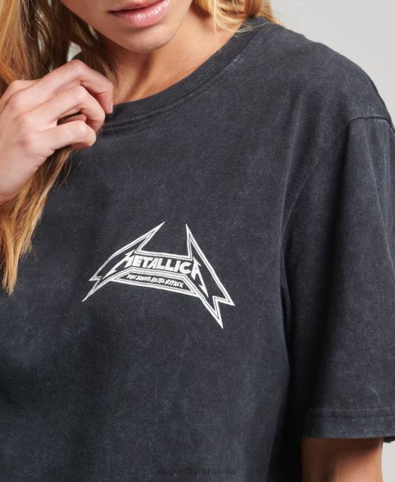 Superdry tricou bandă ediție limitată metallica îmbrăcăminte negru femei JX0Z2799