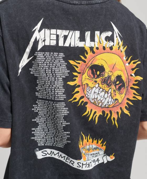 Superdry tricou bandă ediție limitată metallica îmbrăcăminte negru femei JX0Z2799