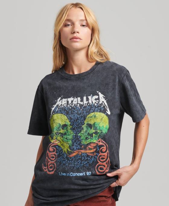 Superdry tricou bandă ediție limitată metallica îmbrăcăminte negru femei JX0Z2855