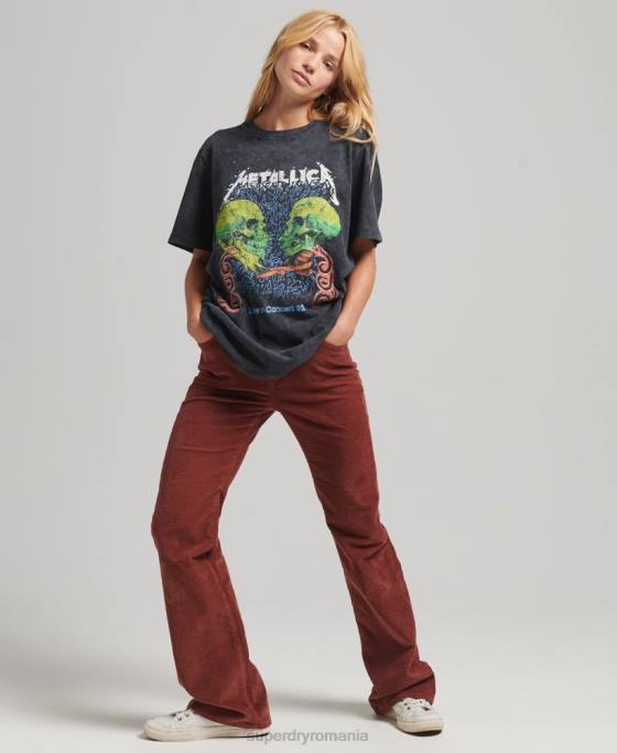 Superdry tricou bandă ediție limitată metallica îmbrăcăminte negru femei JX0Z2855