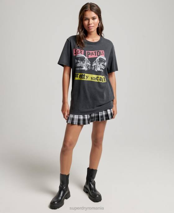 Superdry tricou bandă ediție limitată sex pistols îmbrăcăminte negru femei JX0Z2832