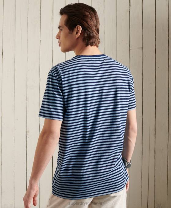 Superdry tricou boho indigo din bumbac organic îmbrăcăminte albastru bărbați JX0Z4963