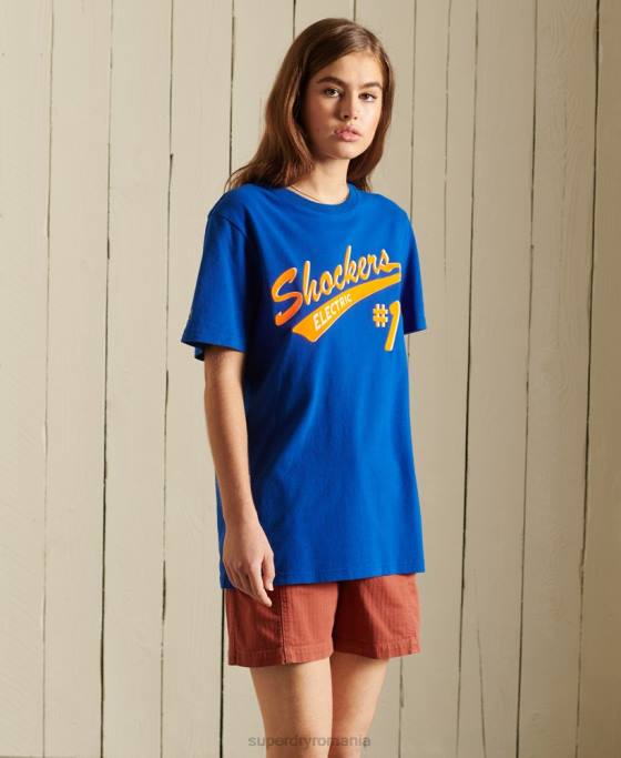 Superdry tricou boho și rock supradimensionat îmbrăcăminte albastru inchis femei JX0Z6295