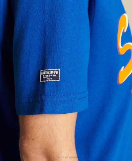 Superdry tricou boho și rock supradimensionat îmbrăcăminte albastru inchis femei JX0Z6295