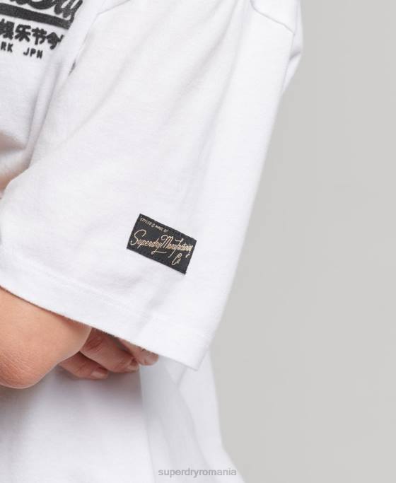 Superdry tricou box fit cu logo vintage îmbrăcăminte alb femei JX0Z6308