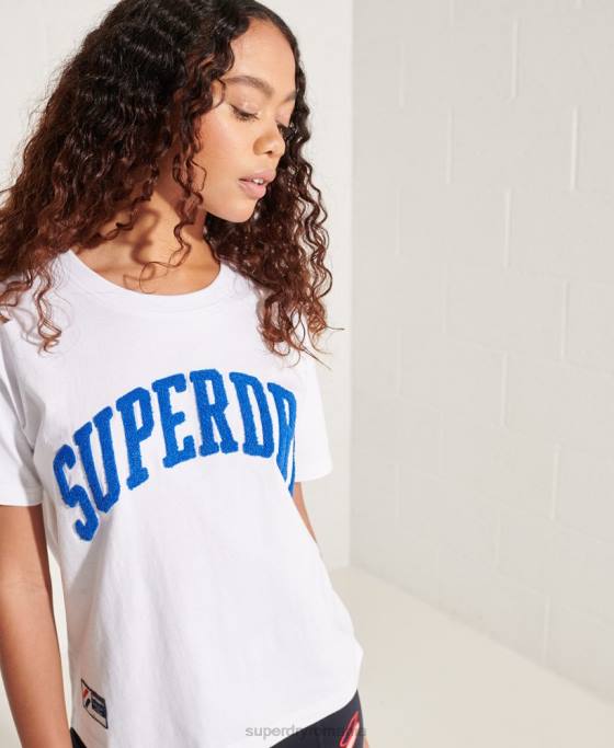 Superdry tricou boxy arc varsity îmbrăcăminte alb femei JX0Z6296
