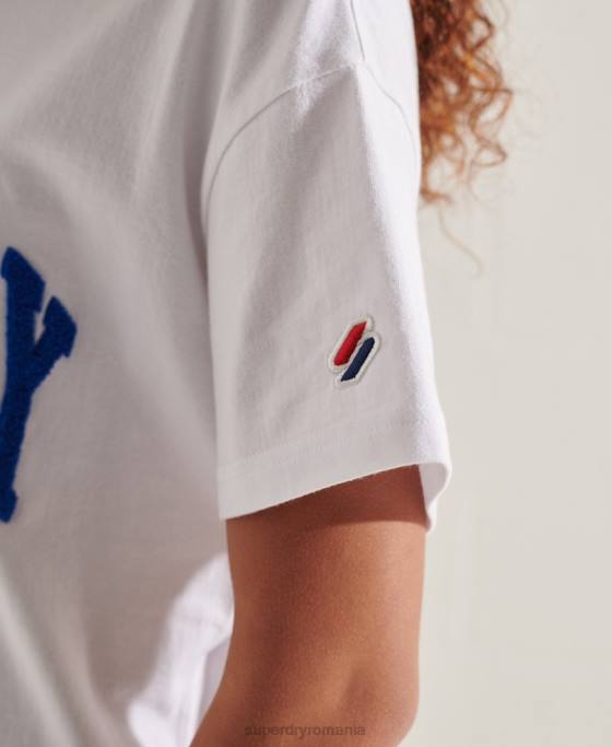 Superdry tricou boxy arc varsity îmbrăcăminte alb femei JX0Z6296