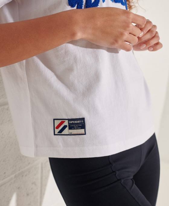 Superdry tricou boxy arc varsity îmbrăcăminte alb femei JX0Z6296