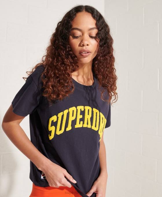 Superdry tricou boxy arc varsity îmbrăcăminte marina femei JX0Z2842