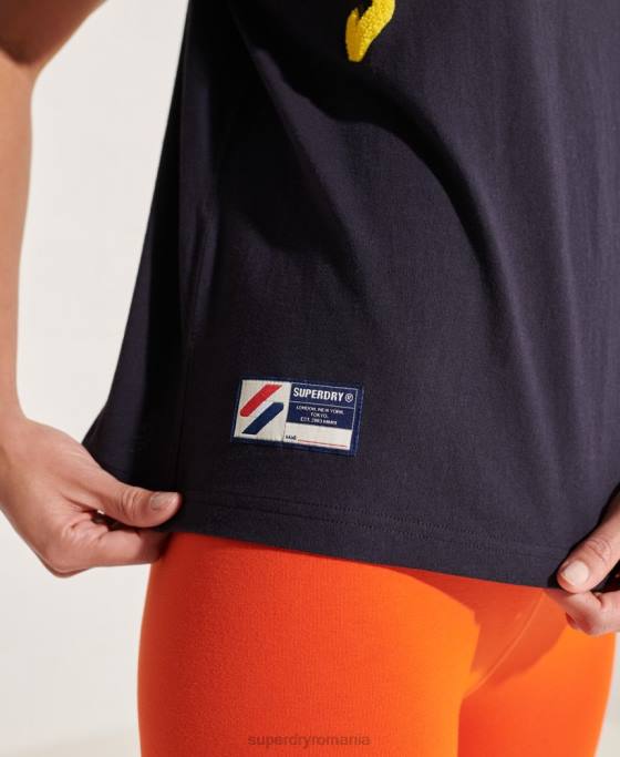 Superdry tricou boxy arc varsity îmbrăcăminte marina femei JX0Z2842