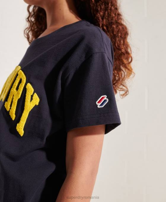 Superdry tricou boxy arc varsity îmbrăcăminte marina femei JX0Z2842