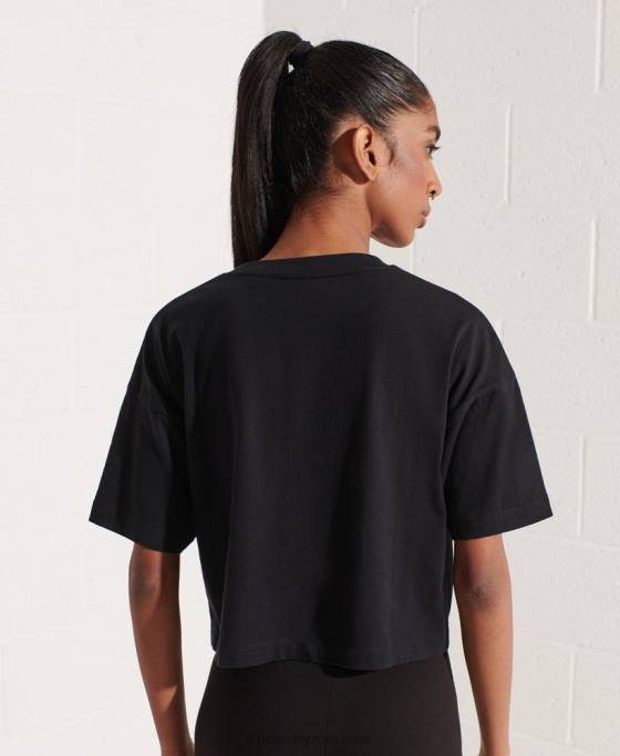 Superdry tricou boxy arc varsity îmbrăcăminte negru femei JX0Z6259