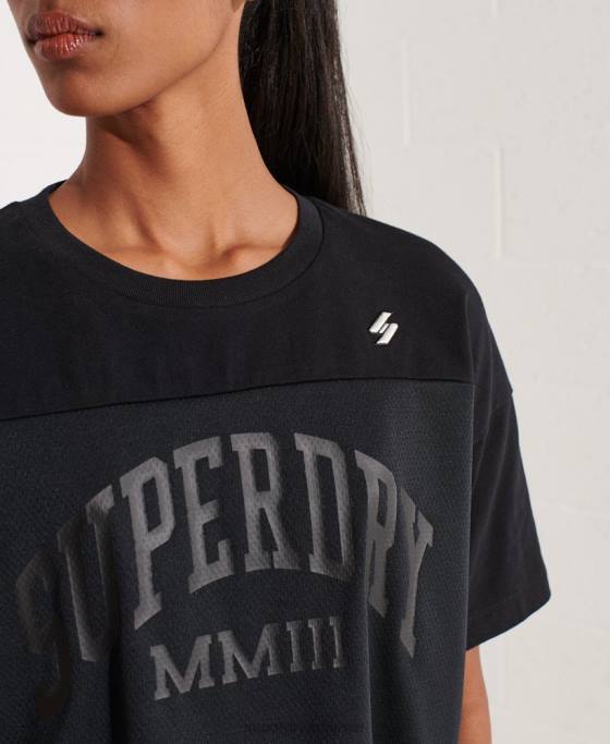 Superdry tricou boxy arc varsity îmbrăcăminte negru femei JX0Z6259