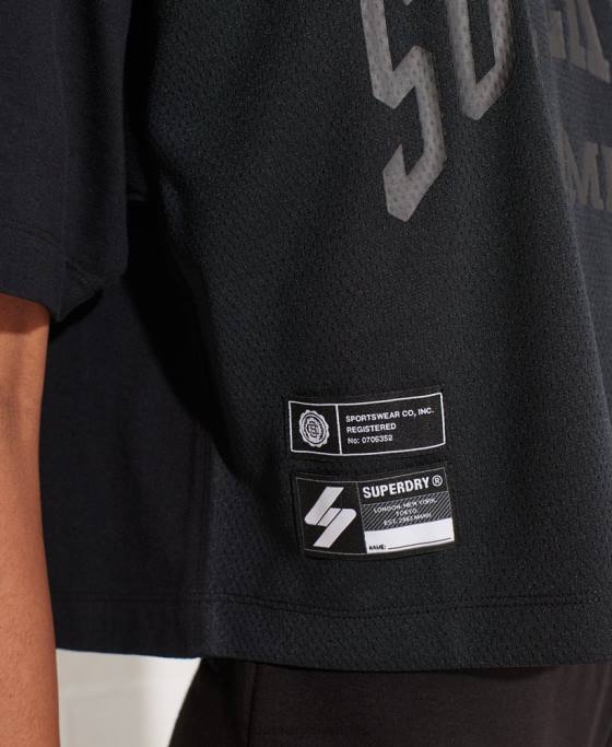 Superdry tricou boxy arc varsity îmbrăcăminte negru femei JX0Z6259