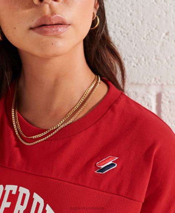 Superdry tricou boxy arc varsity îmbrăcăminte roșu femei JX0Z2814