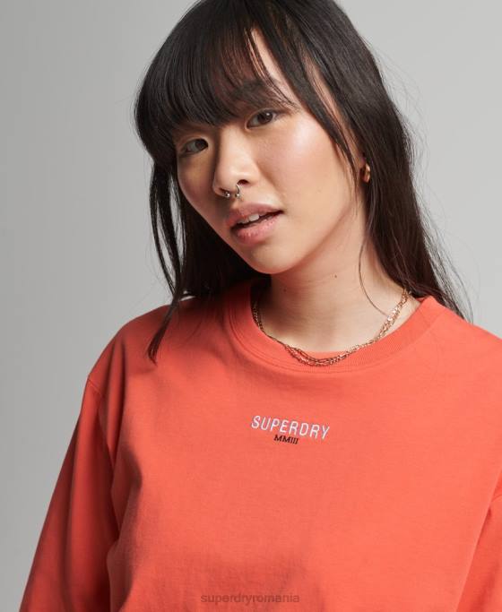 Superdry tricou boxy brodat cu micro logo îmbrăcăminte coral femei JX0Z6264