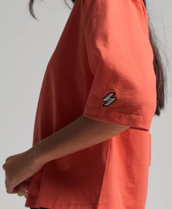 Superdry tricou boxy brodat cu micro logo îmbrăcăminte coral femei JX0Z6264