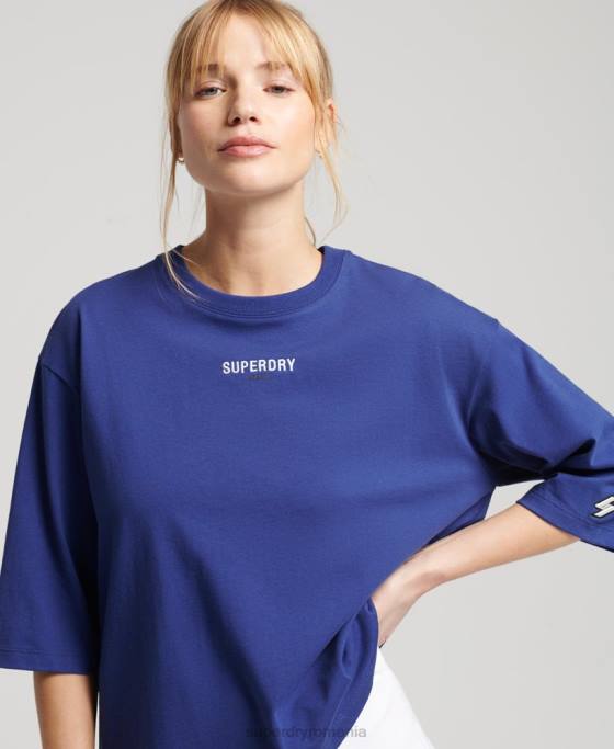 Superdry tricou boxy brodat cu micro logo îmbrăcăminte marina femei JX0Z2815