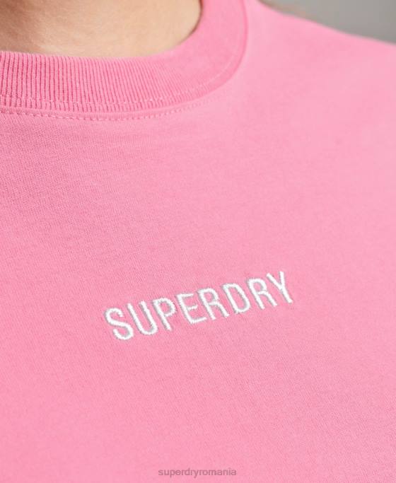 Superdry tricou boxy brodat cu micro logo îmbrăcăminte roz femei JX0Z6227