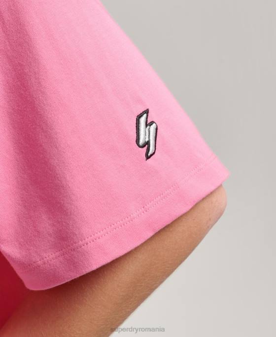 Superdry tricou boxy brodat cu micro logo îmbrăcăminte roz femei JX0Z6227