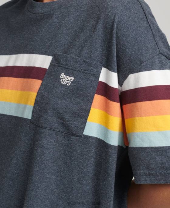 Superdry tricou boxy cu dungi cali vintage îmbrăcăminte marina femei JX0Z2807