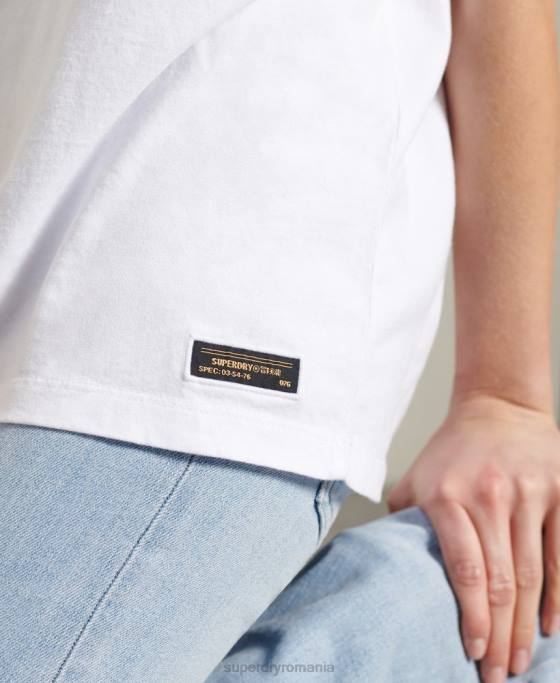 Superdry tricou boxy narativ militar îmbrăcăminte alb femei JX0Z2860