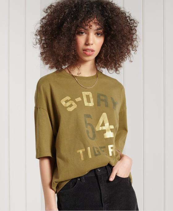 Superdry tricou boxy narativ militar îmbrăcăminte verde femei JX0Z2802