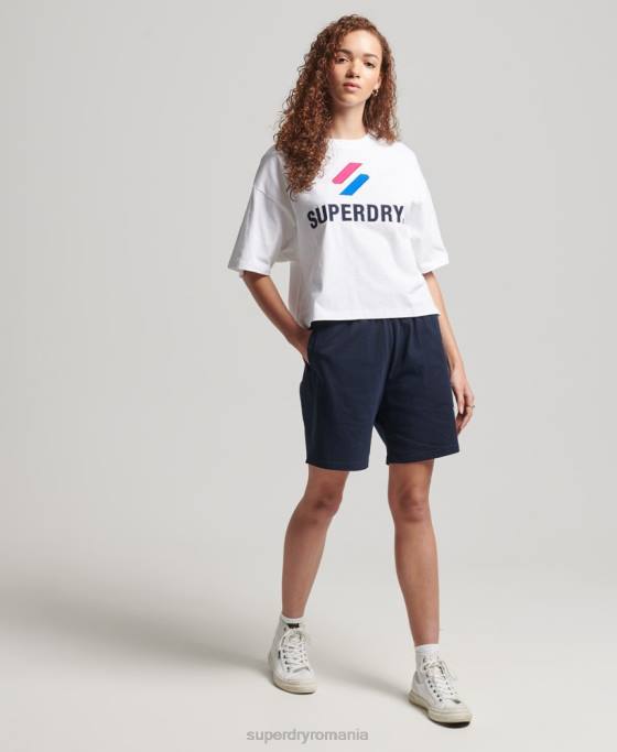 Superdry tricou boxy stivuit cu coduri îmbrăcăminte alb femei JX0Z2737