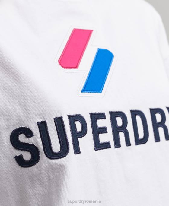 Superdry tricou boxy stivuit cu coduri îmbrăcăminte alb femei JX0Z2737