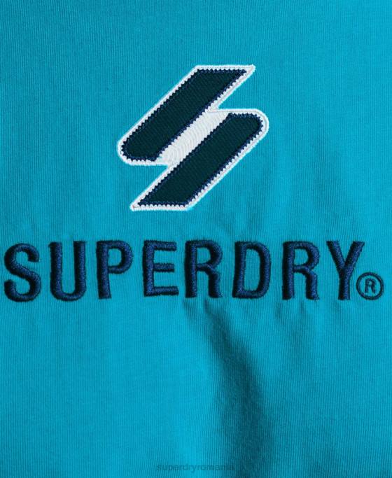 Superdry tricou boxy stivuit cu coduri îmbrăcăminte albastru femei JX0Z2702