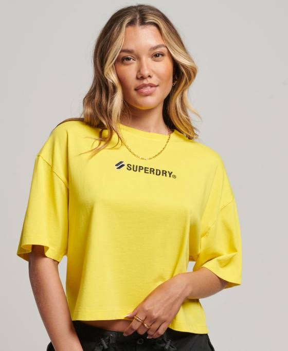 Superdry tricou boxy supradimensionat cu logo sport îmbrăcăminte galben femei JX0Z2753