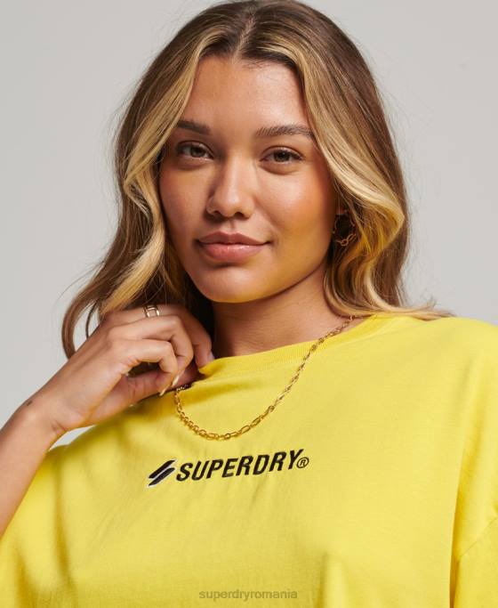 Superdry tricou boxy supradimensionat cu logo sport îmbrăcăminte galben femei JX0Z2753