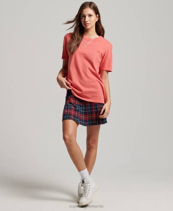 Superdry tricou brodat cu logo vintage din bumbac organic îmbrăcăminte coral femei JX0Z2306