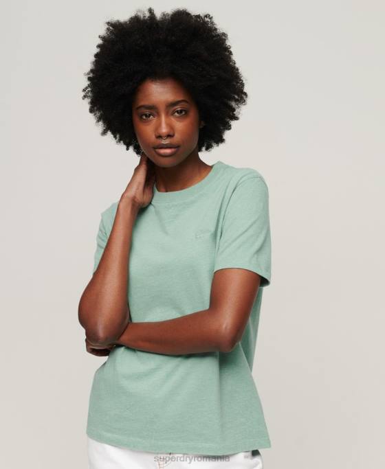 Superdry tricou brodat cu logo vintage din bumbac organic îmbrăcăminte verde femei JX0Z2250