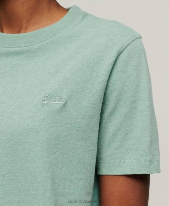 Superdry tricou brodat cu logo vintage din bumbac organic îmbrăcăminte verde femei JX0Z2250