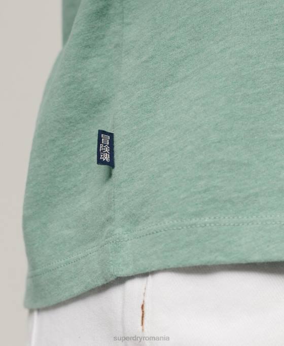 Superdry tricou brodat cu logo vintage din bumbac organic îmbrăcăminte verde femei JX0Z2250
