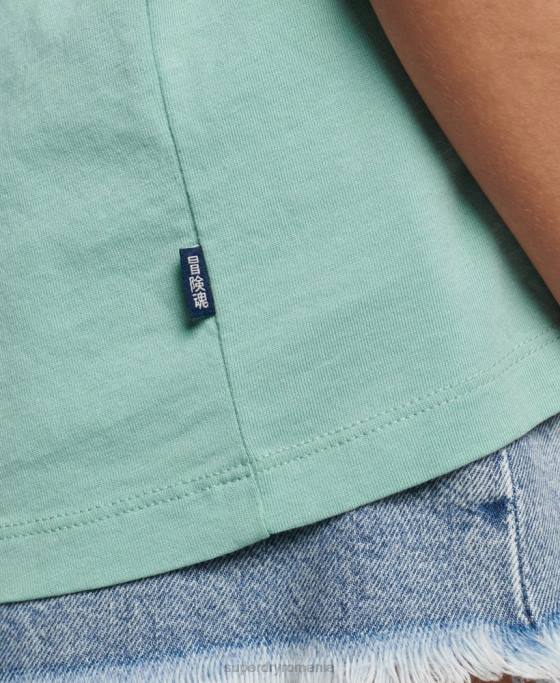 Superdry tricou brodat cu logo vintage îmbrăcăminte albastru deschis femei JX0Z2246