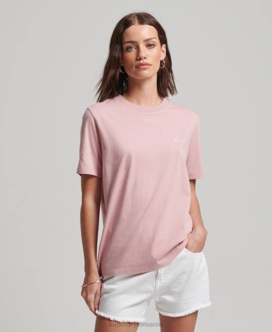 Superdry tricou brodat cu logo vintage îmbrăcăminte roz femei JX0Z2173