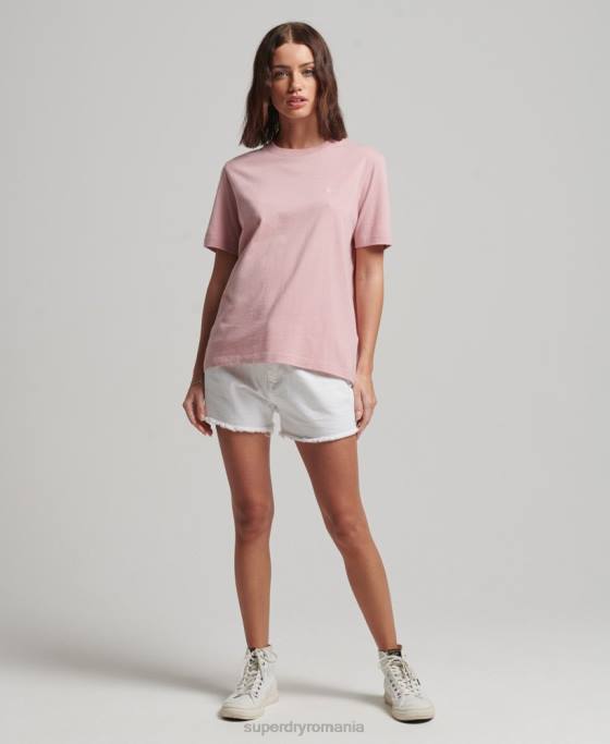 Superdry tricou brodat cu logo vintage îmbrăcăminte roz femei JX0Z2173