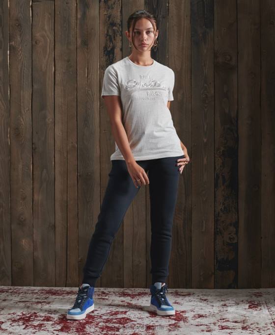 Superdry tricou brodat tonal cu logo vintage îmbrăcăminte gri deschis femei JX0Z6305