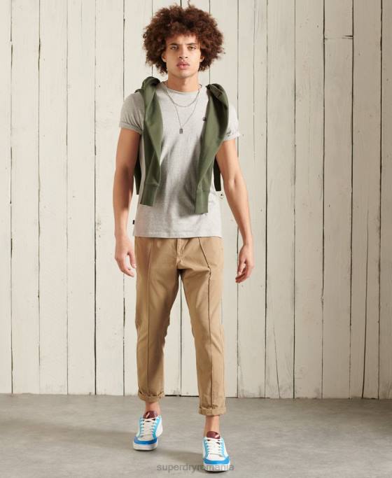 Superdry tricou brodat vintage din bumbac organic îmbrăcăminte gri deschis bărbați JX0Z4978