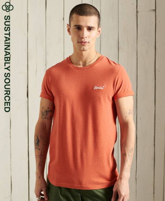Superdry tricou brodat vintage din bumbac organic îmbrăcăminte portocale bărbați JX0Z4913