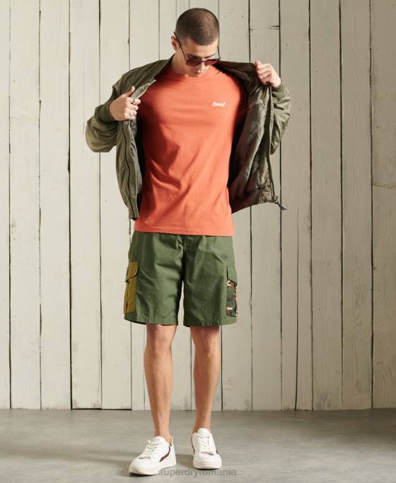 Superdry tricou brodat vintage din bumbac organic îmbrăcăminte portocale bărbați JX0Z4913