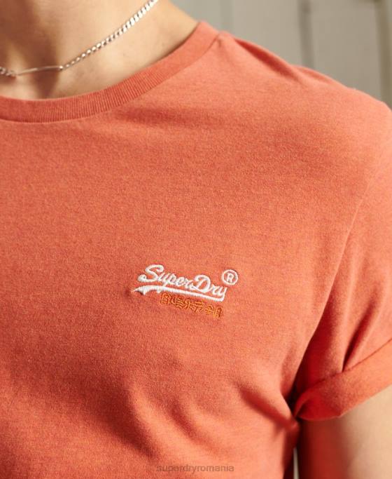 Superdry tricou brodat vintage din bumbac organic îmbrăcăminte portocale bărbați JX0Z4913