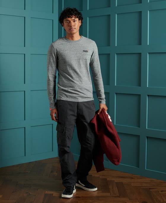 Superdry tricou broderie vintage din bumbac organic îmbrăcăminte gri bărbați JX0Z6477