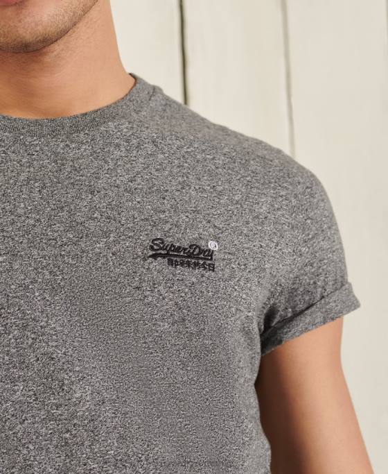 Superdry tricou broderie vintage din bumbac organic îmbrăcăminte gri inchis bărbați JX0Z4962