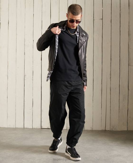 Superdry tricou broderie vintage din bumbac organic îmbrăcăminte negru bărbați JX0Z6502