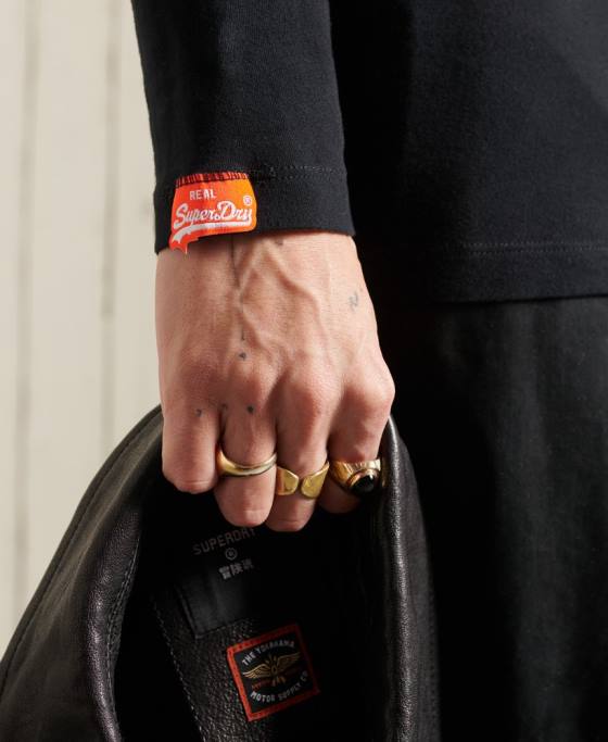 Superdry tricou broderie vintage din bumbac organic îmbrăcăminte negru bărbați JX0Z6502