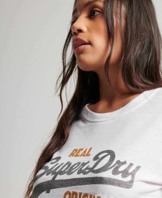 Superdry tricou burnout cu logo vintage îmbrăcăminte alb femei JX0Z2715