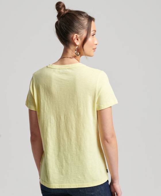 Superdry tricou buzunar studios din bumbac organic îmbrăcăminte galben femei JX0Z6240